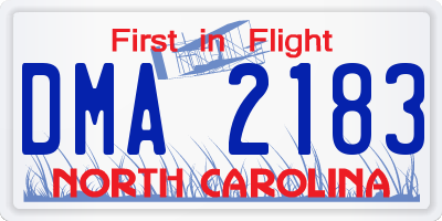 NC license plate DMA2183