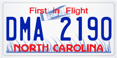 NC license plate DMA2190