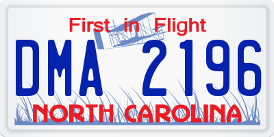 NC license plate DMA2196