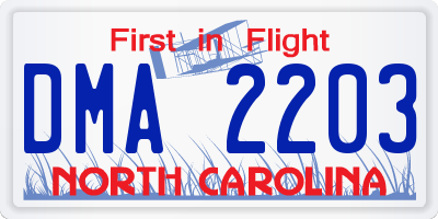 NC license plate DMA2203