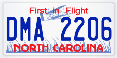 NC license plate DMA2206