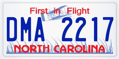 NC license plate DMA2217