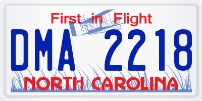 NC license plate DMA2218