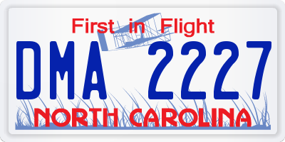 NC license plate DMA2227