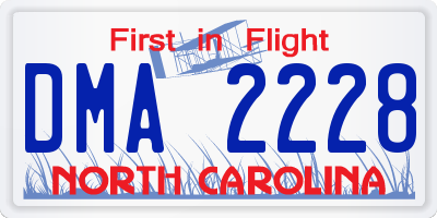 NC license plate DMA2228