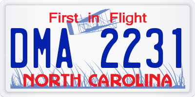 NC license plate DMA2231