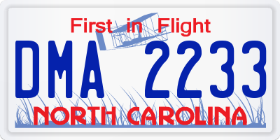 NC license plate DMA2233