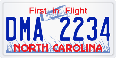 NC license plate DMA2234