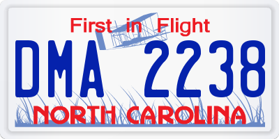 NC license plate DMA2238