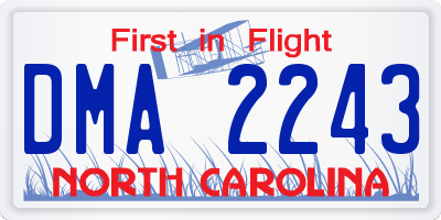 NC license plate DMA2243
