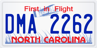 NC license plate DMA2262