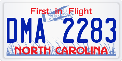NC license plate DMA2283