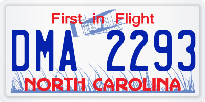 NC license plate DMA2293
