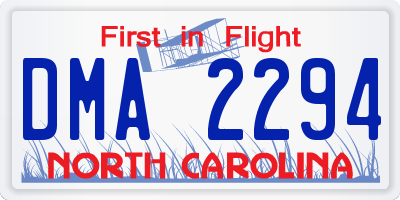 NC license plate DMA2294