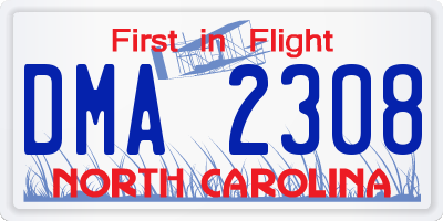 NC license plate DMA2308