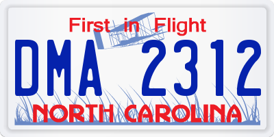 NC license plate DMA2312