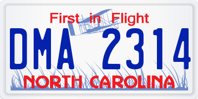 NC license plate DMA2314