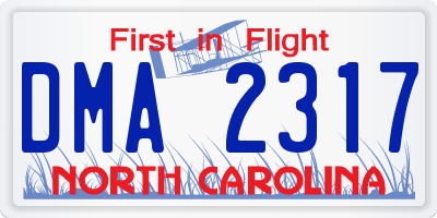 NC license plate DMA2317