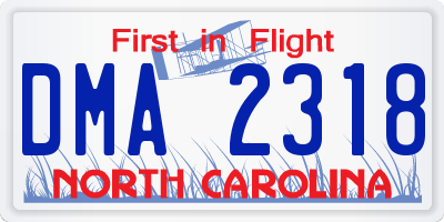 NC license plate DMA2318