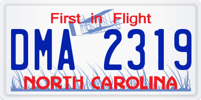 NC license plate DMA2319