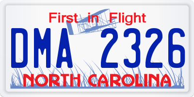 NC license plate DMA2326
