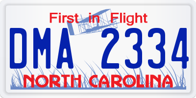 NC license plate DMA2334