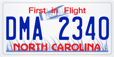 NC license plate DMA2340