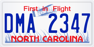 NC license plate DMA2347