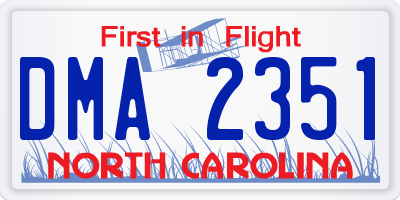 NC license plate DMA2351