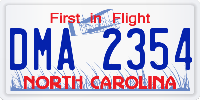 NC license plate DMA2354