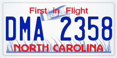 NC license plate DMA2358
