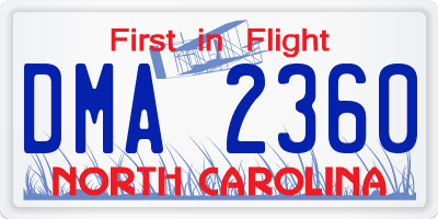 NC license plate DMA2360