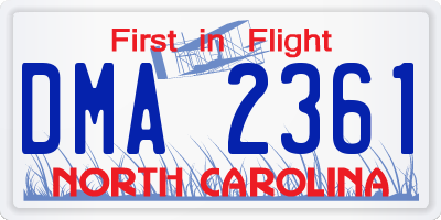 NC license plate DMA2361