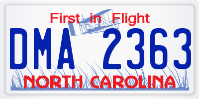 NC license plate DMA2363