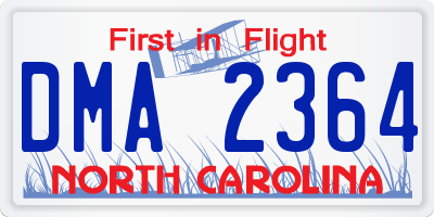 NC license plate DMA2364
