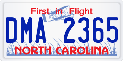 NC license plate DMA2365