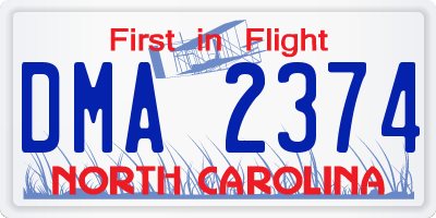 NC license plate DMA2374