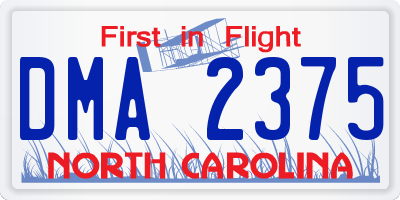 NC license plate DMA2375