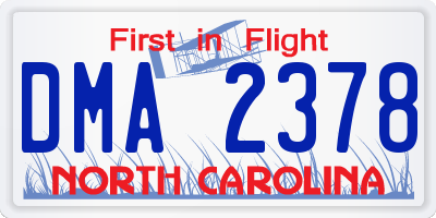 NC license plate DMA2378