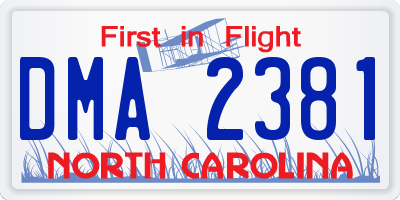 NC license plate DMA2381