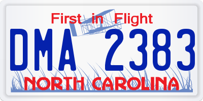 NC license plate DMA2383