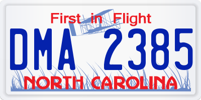NC license plate DMA2385