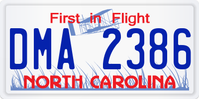 NC license plate DMA2386
