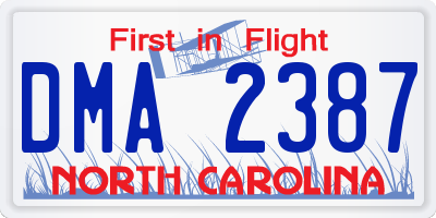 NC license plate DMA2387