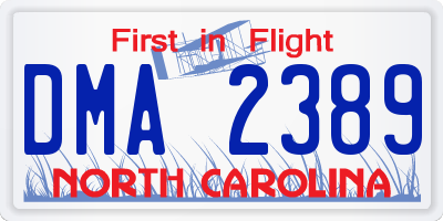 NC license plate DMA2389