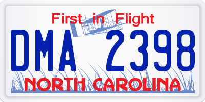 NC license plate DMA2398