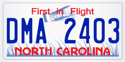 NC license plate DMA2403