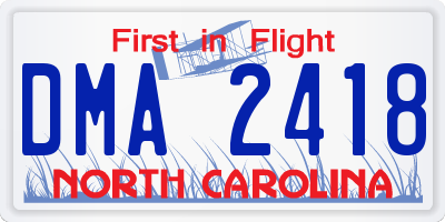NC license plate DMA2418
