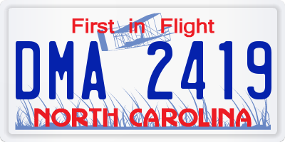 NC license plate DMA2419