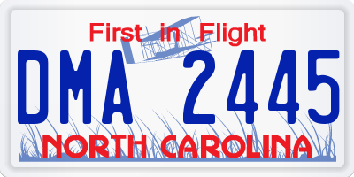 NC license plate DMA2445